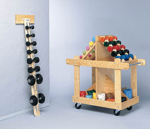 Wall Mounted Wood Dumbbell Rack with 10 Hooks Design