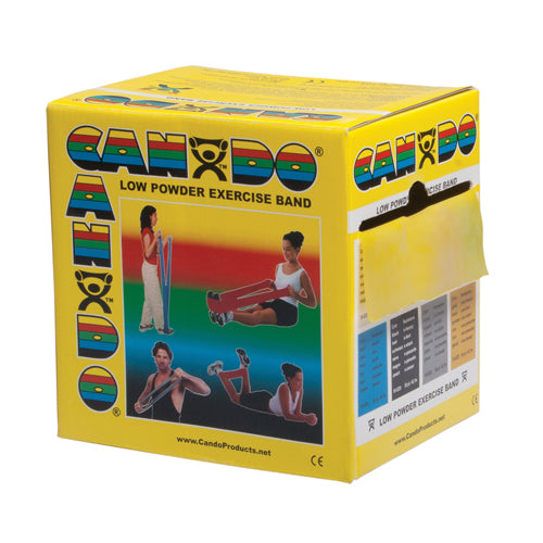 Cando Exercise Band Yellow X-Light 50-Yard Dispenser Box