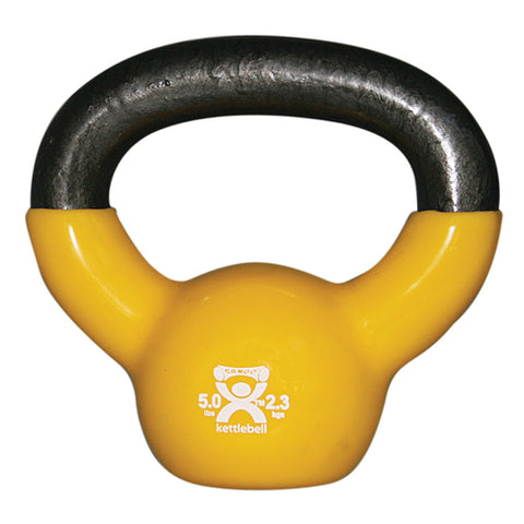 Kettlebell Vinyl Coated Weight Yellow 5lb 8 Inch Diameter