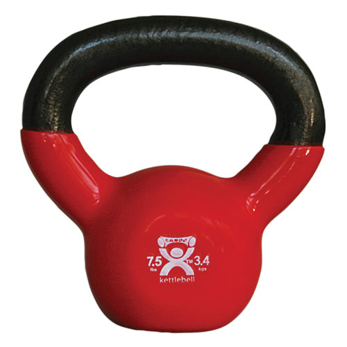 Kettlebell Vinyl Coated Weight Red 7.5lb 8 Inch Diameter