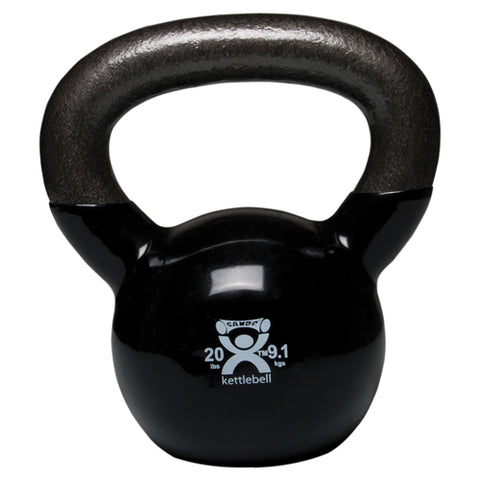 Kettlebell Vinyl Coated Weight Black 20lb For Strength Training