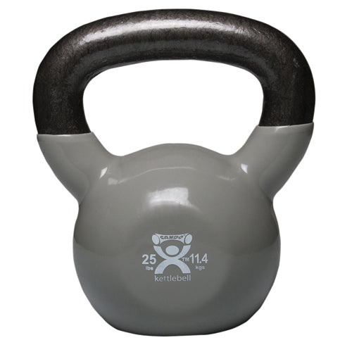 Kettlebell Vinyl Coated Weight Silver 25lb 11 Diameter Fitness