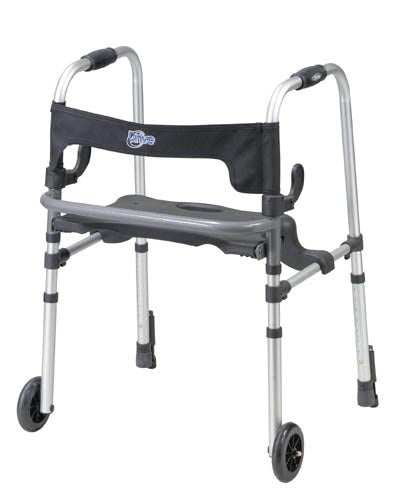 Clever-Lite Walker w/Seat & Push-Down Brakes for Comfort