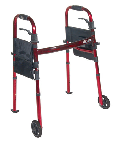 Deluxe Folding Travel Walker Red for Easy Mobility and Storage