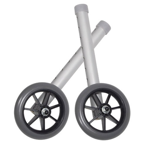 Walker Wheels 5 Fixed With Rear Glide Caps Pair for Walkers