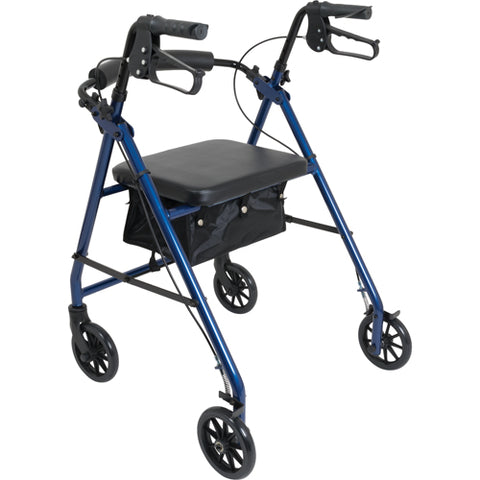 Aluminum Rollator w/Loop Brake Blue 4-Wheel for Mobility