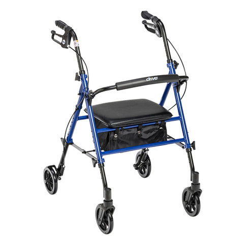 Rollator Aluminum w/Adj. Seat Height Blue for Comfort