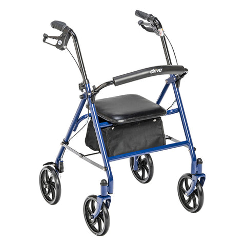 4 Wheel Steel Rollator w/7č Casters & Basket Loop Blue