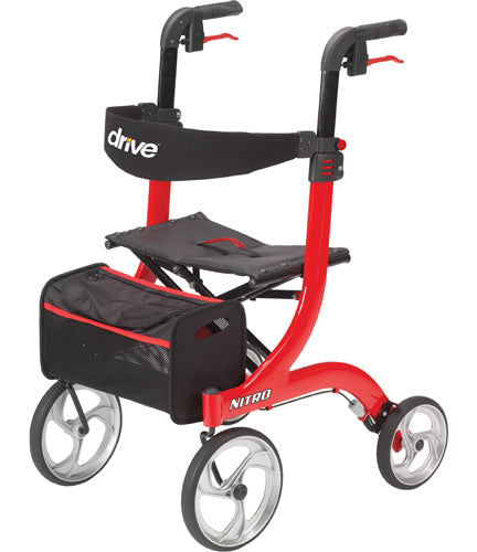 Nitro Rollator Red with 10 Casters for Comfortable Mobility