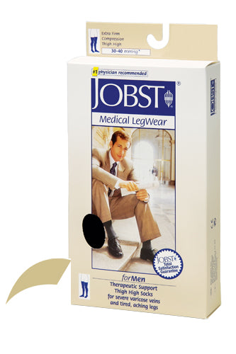 Jobst For Men 30-40 Thigh-Hi Khaki Medium Compression Socks