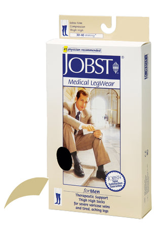 Jobst For Men 30-40 Thigh-Hi Khaki Large Compression Socks