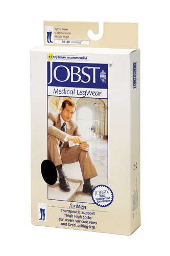 Jobst For Men 30-40 Ribbed Thigh-Hi Black X-Large Socks