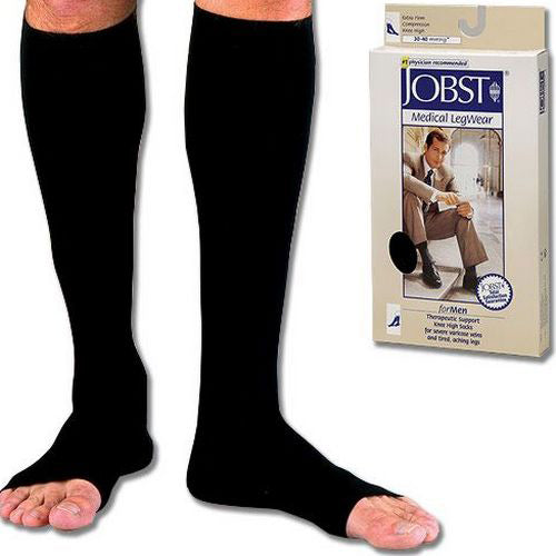 Jobst For Men 20-30 Open Toe Knee-Hi Black Large Socks