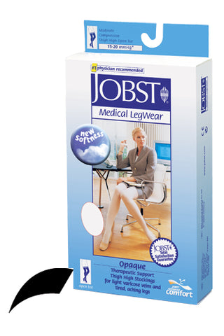 Jobst Opaque Thigh-Hi 15-20 Black Large Open Toe Stockings