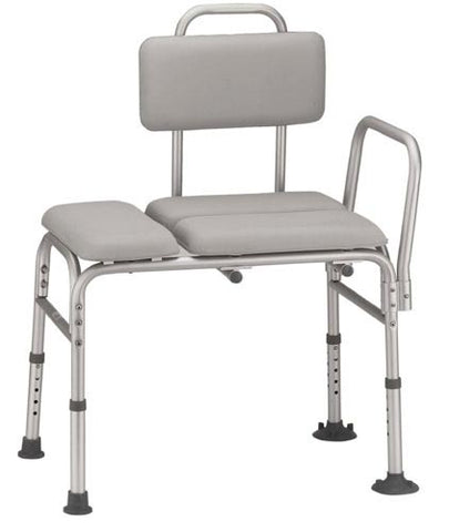 Transfer Bench Padded KD Gray for Safe Bathroom Use