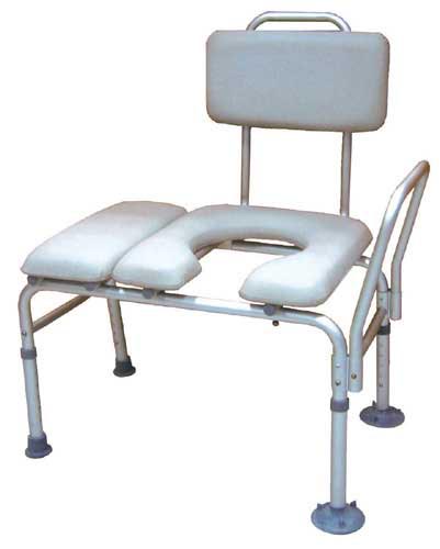 Transfer Bench & Commode Combination w/Padded Seat for Safety