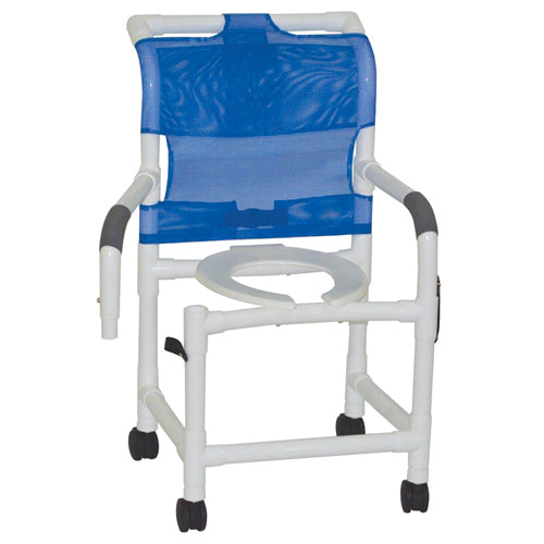 Shower Chair Commode PVC 18 w Double Drop-Arms & Casters