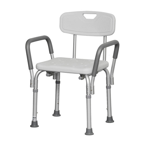 Bath Bench Adj Ht. w/Back-KD Remov. Padded Arms (PMI)