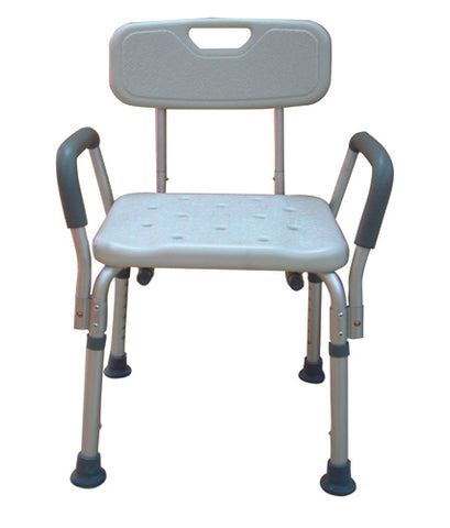 Bath Bench Adj Ht. w/Back-KD w/Remov Padded Arms Drive