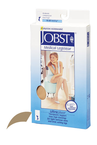 Jobst Ultrasheer 15-20mmHg Knee Hi Small Pr Honey Hosiery