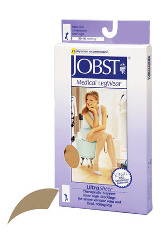 Jobst Ultrasheer 30-40mmHg Knee Hi Small Pr Honey Hosiery