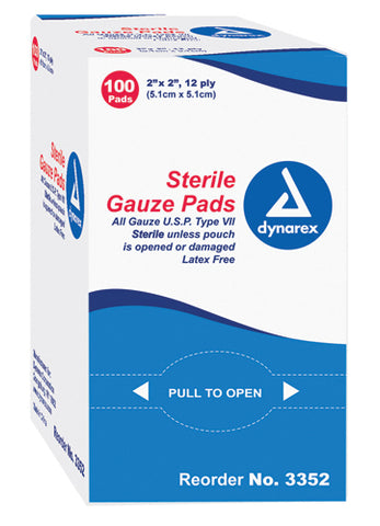 Gauze Sponges Sterile 1's 2 X 2 12ply Bx/100 Convenient Pack