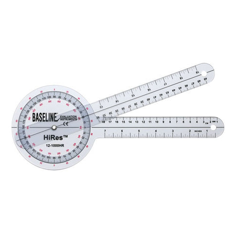 Baseline HiRes Goniometer 12 Plastic 360 Degree Tool