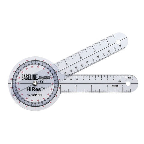 Baseline HiRes Goniometer 8 Plastic 360 Degree Readable Scale