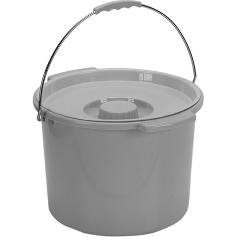 Commode Pail With Lid 12 Quart Gray For Easy Use