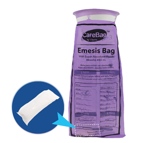 CareBag Emesis Bag w/Super Absorbent Pad Bx/20 for Safe Use