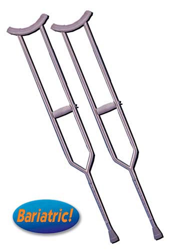 Crutches Steel H/D Bariatric Adult Pair for Comfort Support