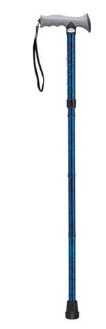 Folding Cane Alum w/Gel Grip Blue Crackle for Easy Use