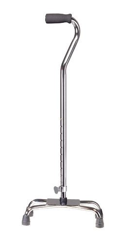 Quad Cane-Large Base Silver w/Vinyl Grip for Stability