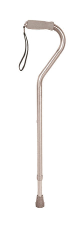 Deluxe Adjustable Cane Offset With Wrist Strap Silver