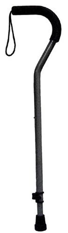 Cane w/ Tab-Loc Silencer Offset Handle Silver - Ergonomic Design