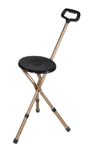 Cane Seat Adjustable w/Nylon Handle Bronze Folding Chair