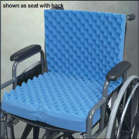 Wheelchair Cushion w/Back & Blue Polycotton Cover 18x16