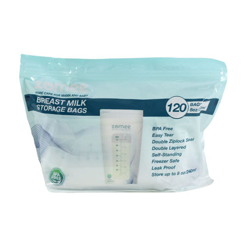 Zomee Milk Storage Bags Pkg/120 For Safe Breastfeeding