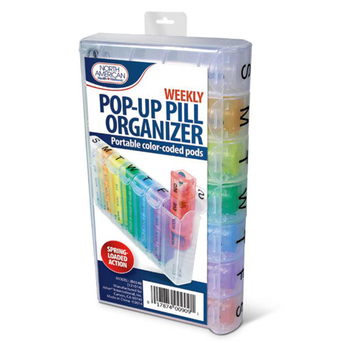 Pill Organizer Pop-Up Weekly with Four Compartments