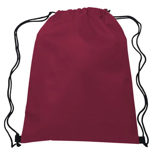 Drawstring Bag Maroon - Water Resistant Backpack for Events