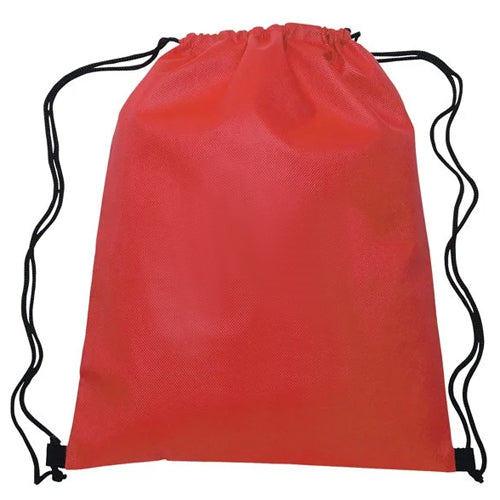 Drawstring Bag Red - Water Resistant Non-Woven Backpack