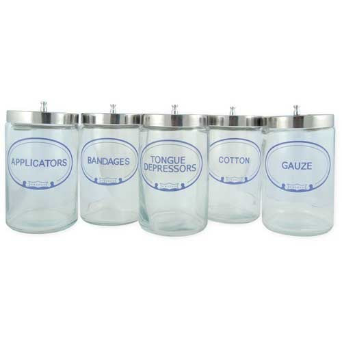 Sundry Jars- Labeled Glass (Set/5) 7 x 4.25 for Organization