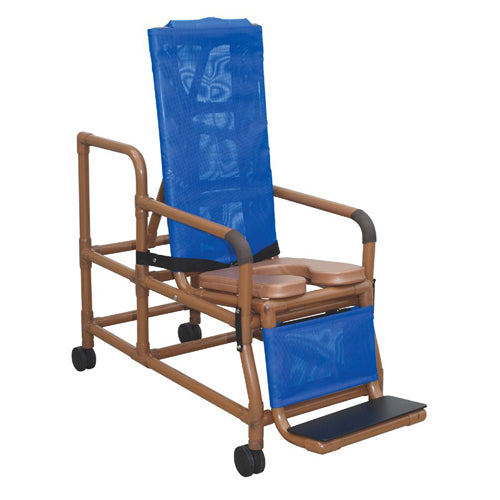 Shower Chair Reclining Tilt-N-Space Wood Tone w/Pail