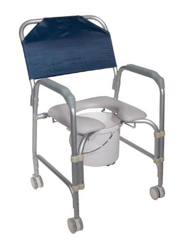 Aluminum Shower Chair Commode with Casters Knockdown 21.5 Inch