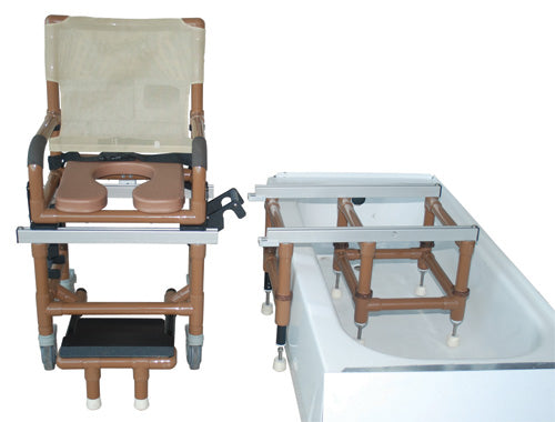 Dual Commode Shower Transf PVC Chair Deluxe Wood-Tone