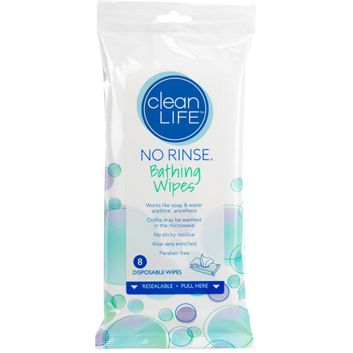 No Rinse Bathing Wipes Retail Package Pk/8 for Easy Cleansing