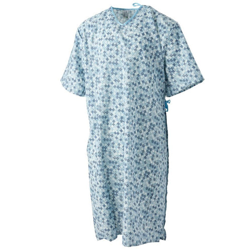 Patient Gowns Pk/12 OSFM Royale 2-Tone Print for Comfort