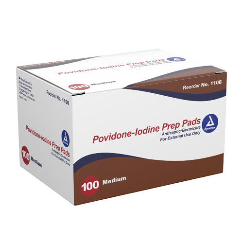 Povidone Iodine Prep Pads Bx/100 for Antiseptic Use