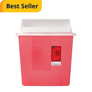 12 Quart In-Room Sharps Container w/ Counter Balance Lid, Red 10/CS