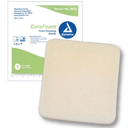 CuraFoam Foam Dressing 4 x 4.25 Box of 10 for Wound Care